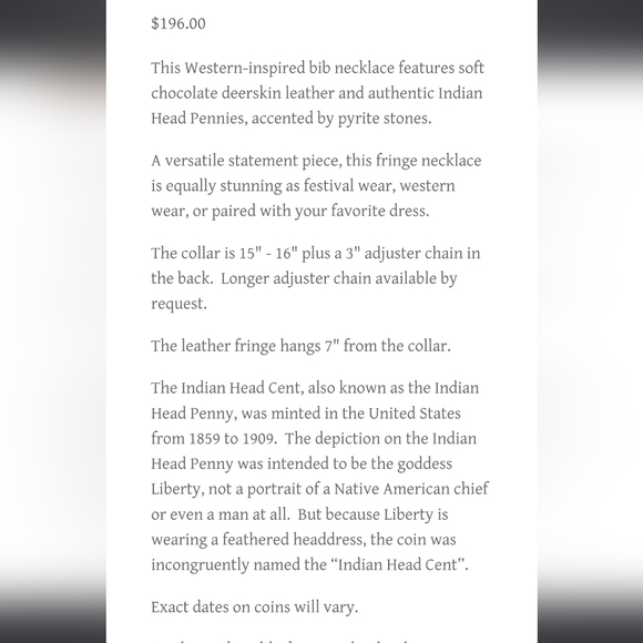 NWOB Astali Indian head coin bib necklace - Picture 15 of 16